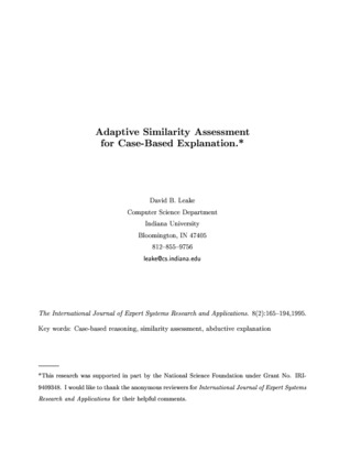 Full Download Adaptive Similarity Assessment for Case-Based Explanation - David B. Leake | PDF